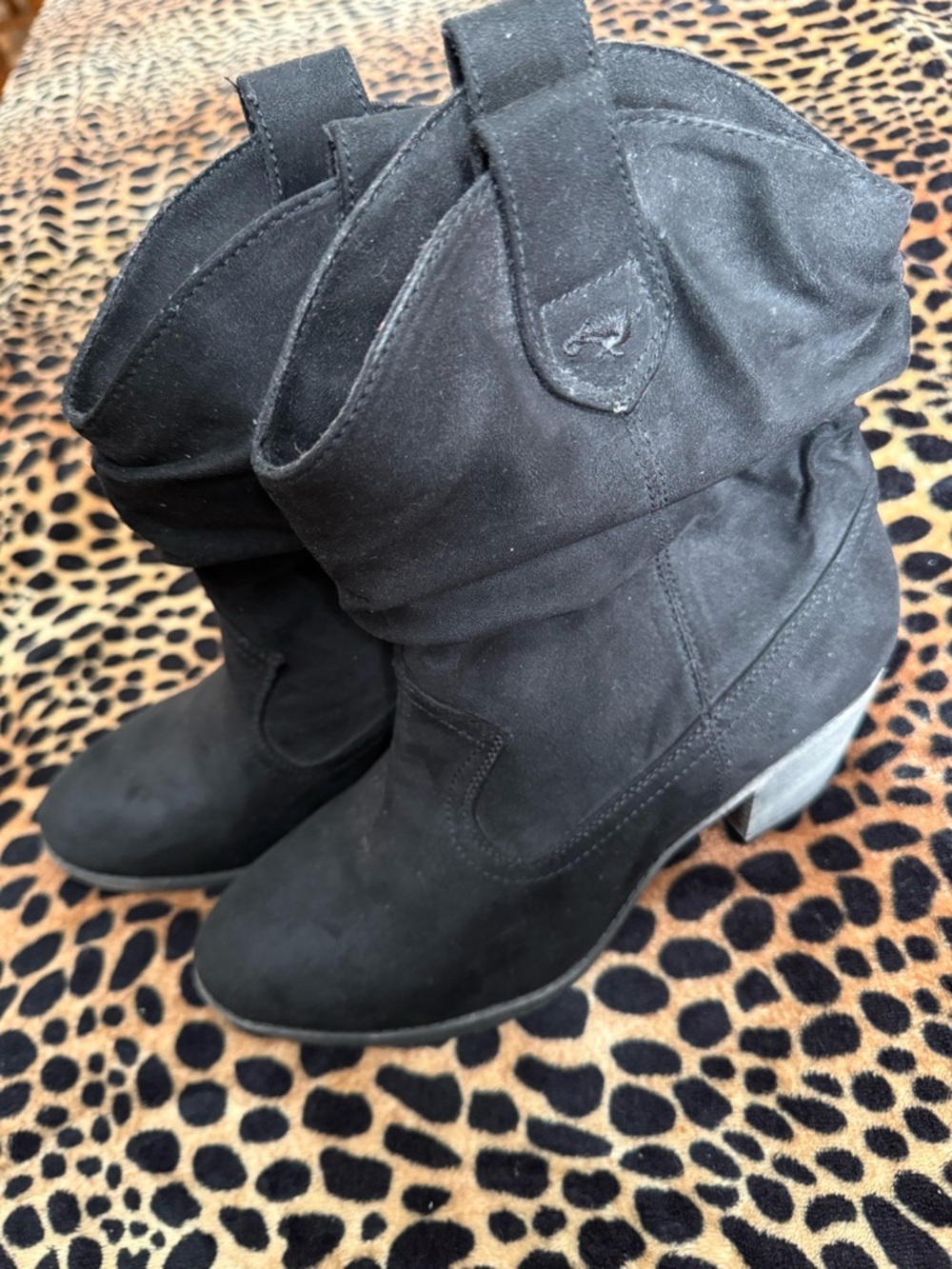 Rocket Dog Black Suede Mid-Calf Heeled Boots